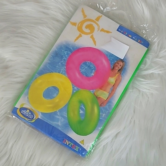 🆕️ NEW 2001 Y2K Intex Neon Green Frost Vinyl Inner Tube Swimming Pool Ring 36" - Picture 10 of 12